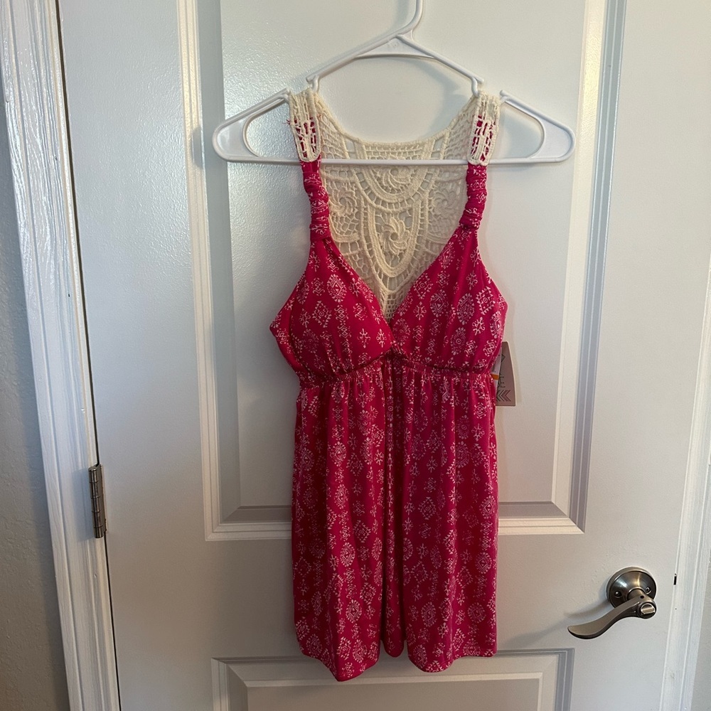 PINK rose womens padded floral print tank top new size small - Picture 1 of 4